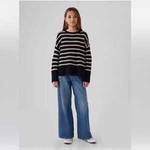 NWT GAP 8 chunky knit preppy sweater stripe navy white